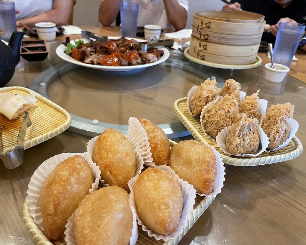 Fried savory pastries and crispy dim sum at Mama Chang，a Chinese Restaurant in Colmar