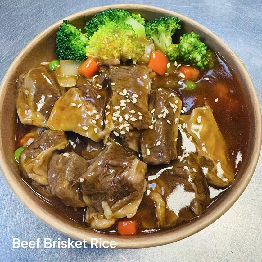 Beef brisket rice dish at a Mango Island Chinese-Taiwanese restaurant in Orlando.
