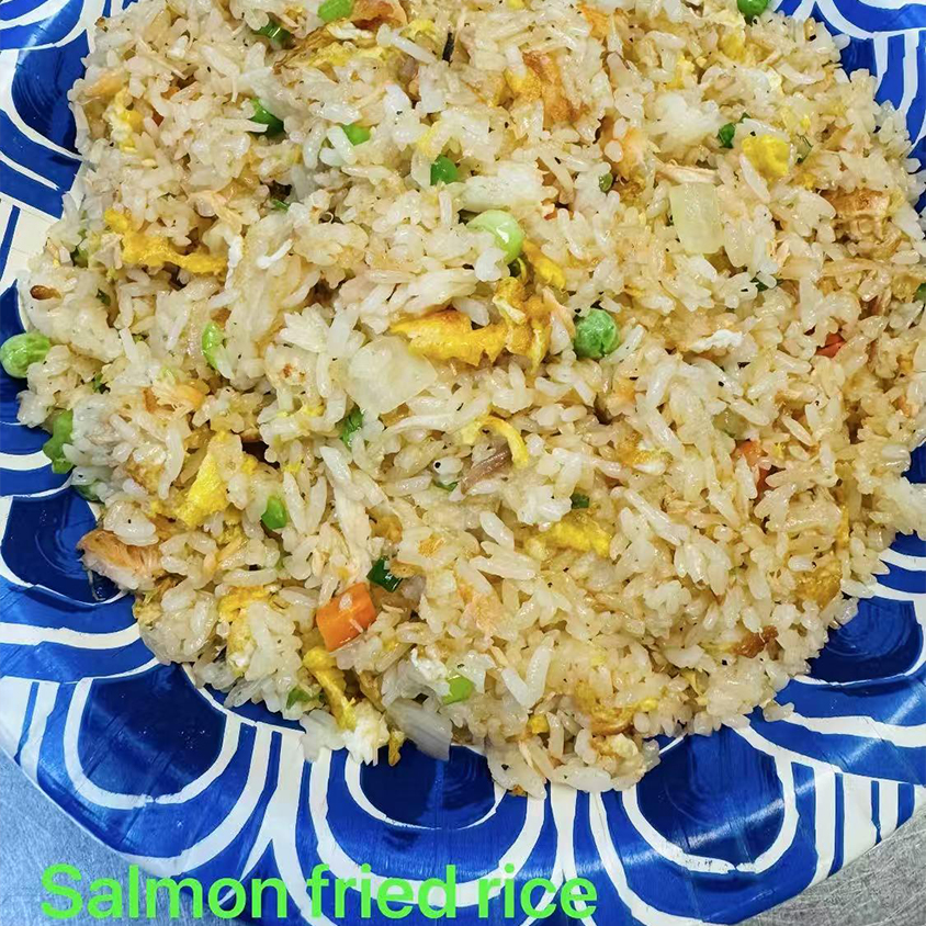 Salmon fried rice at Mango Island, a Chinese-Taiwanese restaurant in Orlando.