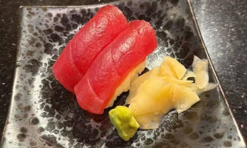 Fresh tuna nigiri sushi with ginger at Maple Sushi Go, a Sushi Restaurant in Lisle