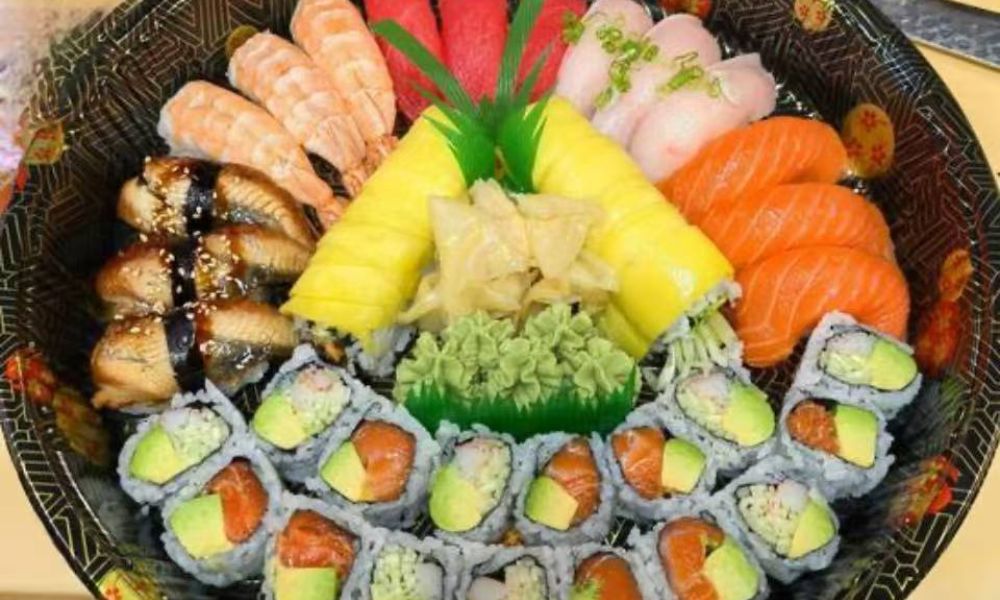 Large party sushi and nigiri platter at Maple Sushi Go, a Sushi Restaurant in Lisle