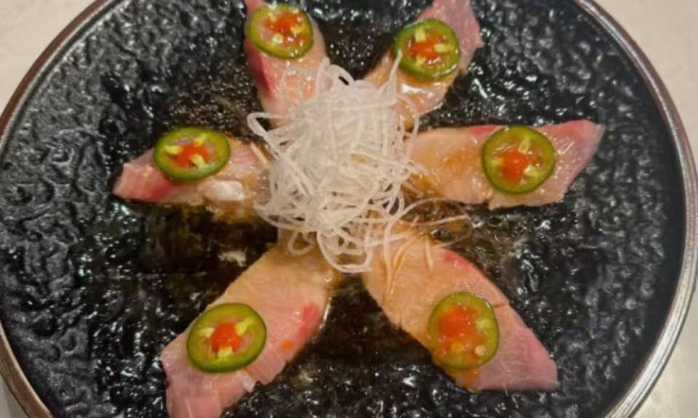 Yellowtail jalapeno carpaccio appetizer at Maple Sushi Go, a Sushi Restaurant in Lisle