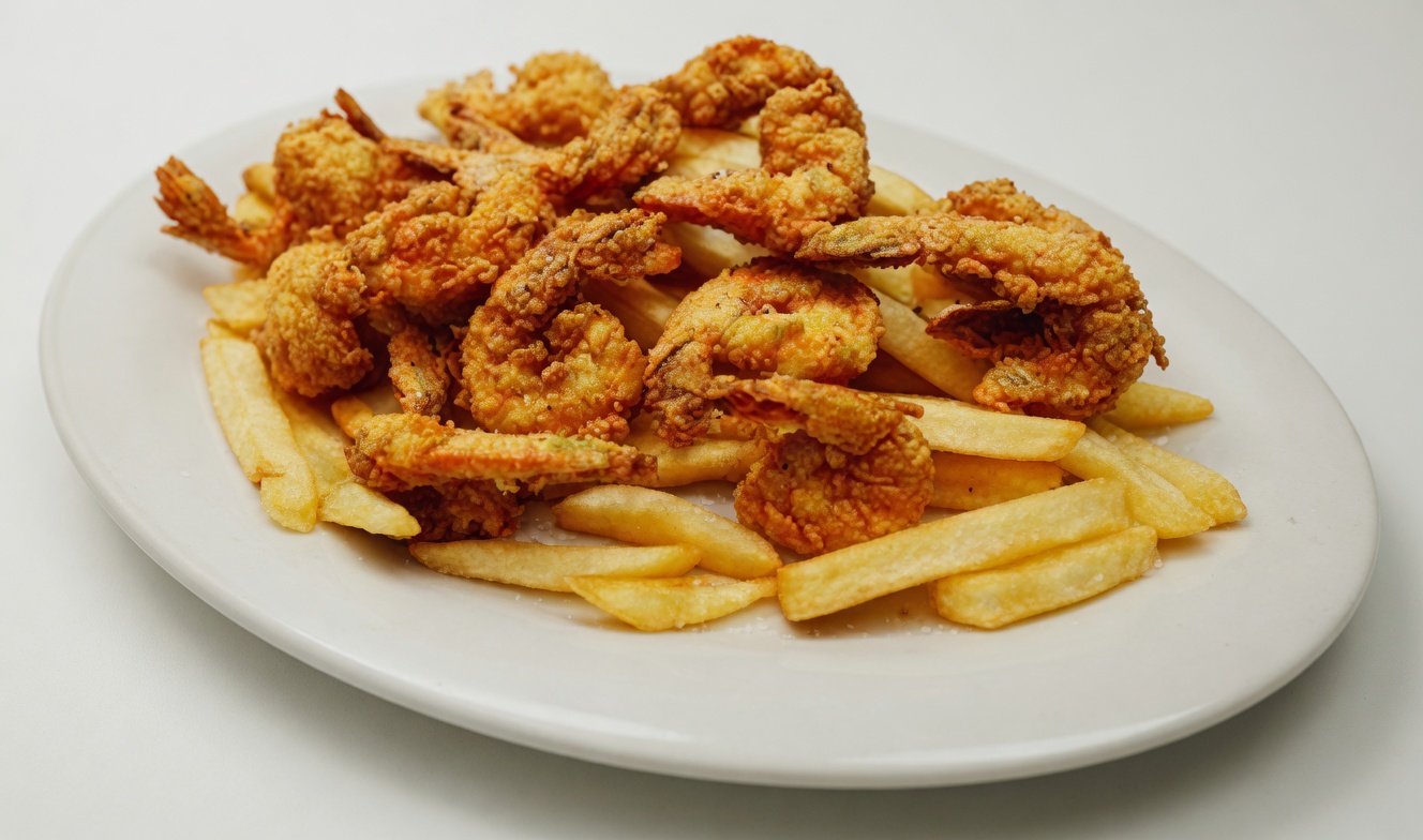 Crispy Fried Shrimp with Fries at Marina Seafood Kitchen, Seafood Restaurant in Pasadena