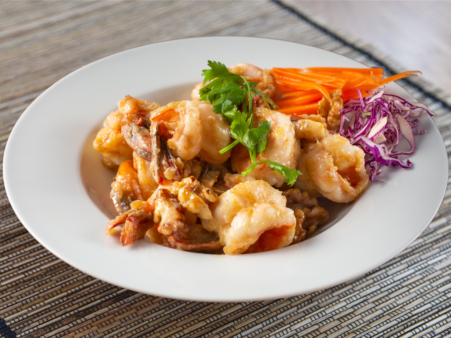 Crispy shrimp with walnuts and sweet sauce at May Mei, a Cantonese Restaurant in Arcadia