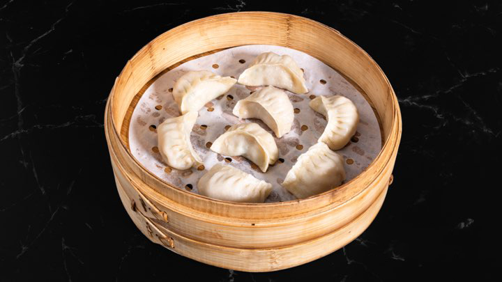 M-Dumpling-Chinese-restaurant-Pork,-Shrimp-&-Chive-Steam-Dumpling-Fremont Pork, Shrimp & Chive Steam Dumpling Steamed dumplings with mixed fillings at M Dumpling, a Chinese restaurant in Fremont