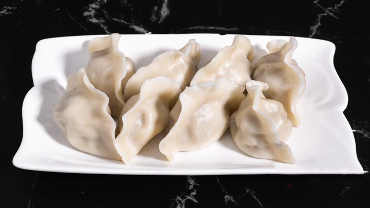 Shrimp, Egg & Chive Dumpling Dumplings with mixed seafood and veggie filling at M Dumpling, a Chinese restaurant in Fremont