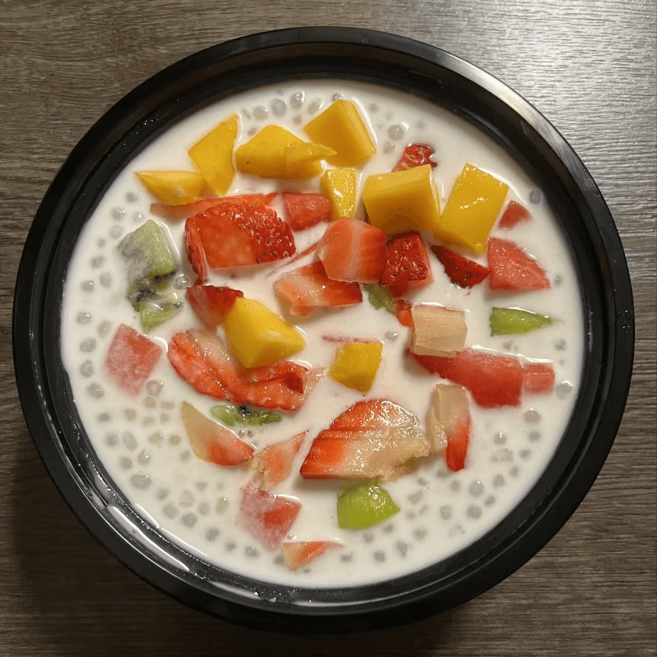 Grass jelly dessert with assorted fresh fruits at Metro Hong Kong Dessert and Milk Tea, a Chinese Hong Kong Restaurant in San Francisco