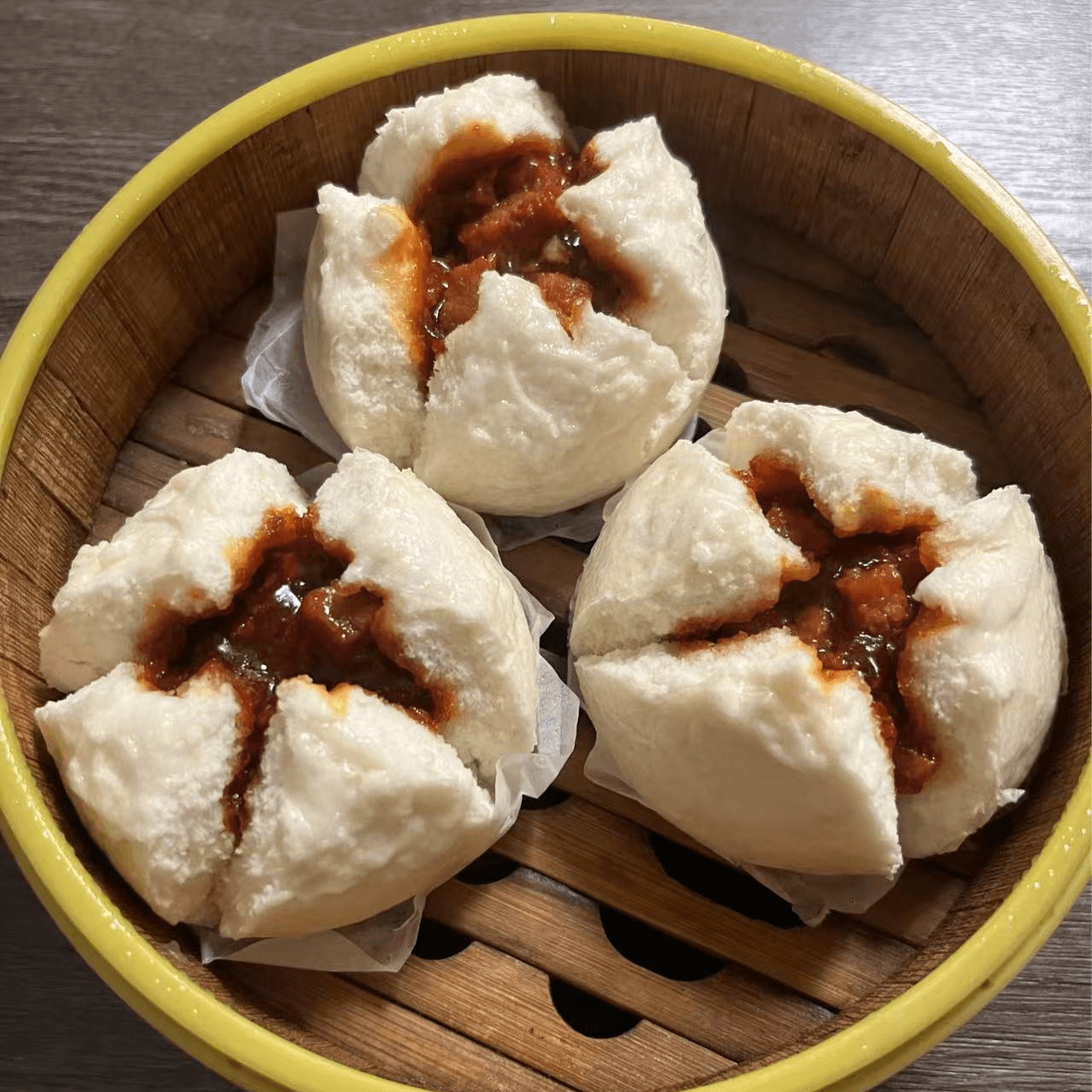 Fluffy steamed buns filled with BBQ pork at Metro Hong Kong Dessert and Milk Tea, a Chinese Hong Kong Restaurant in San Francisco