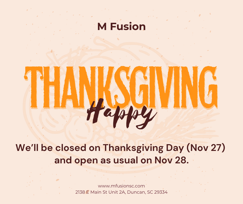 M Fusion closed Thanksgiving Nov 27, reopens Nov 28.