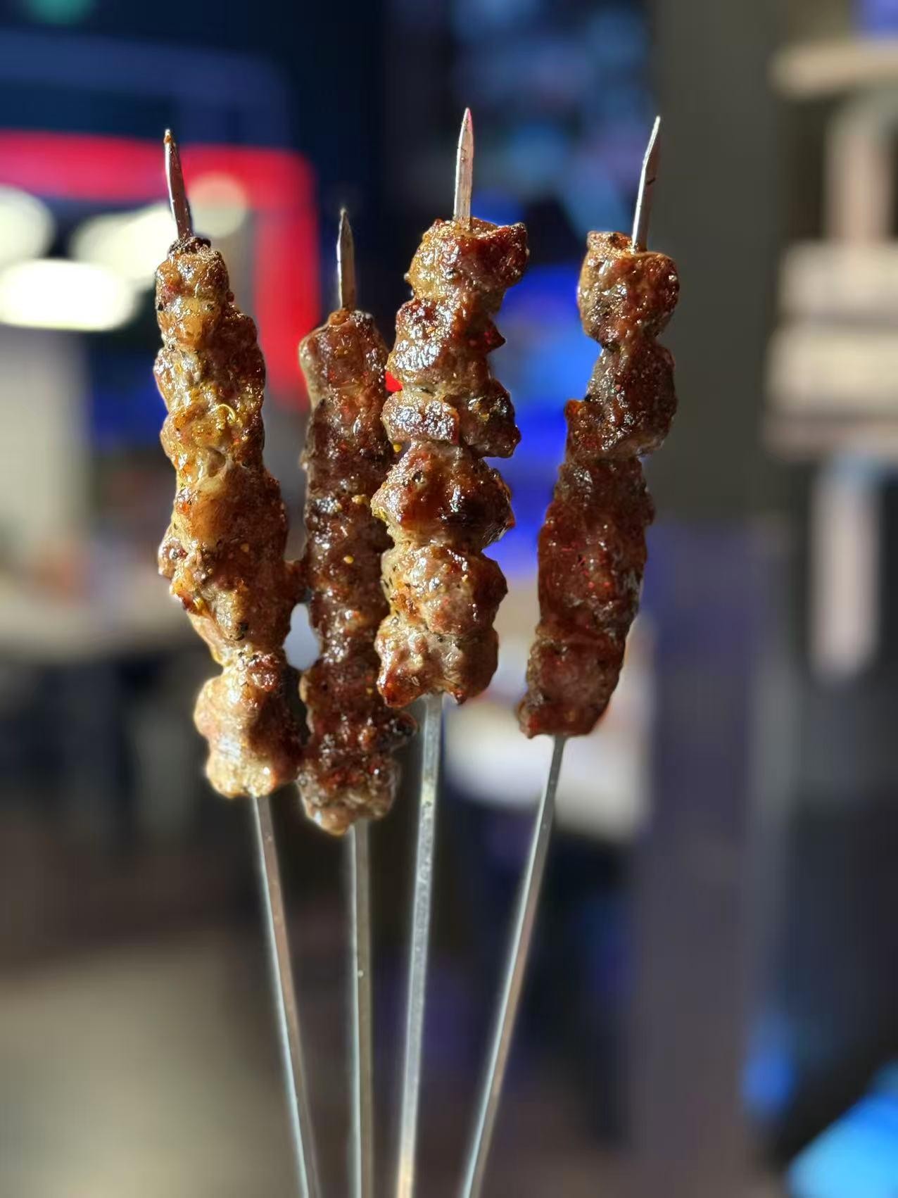 Grilled Beef Skewers at M Bar BBQ，a Barbecue Restaurant in Arcadia