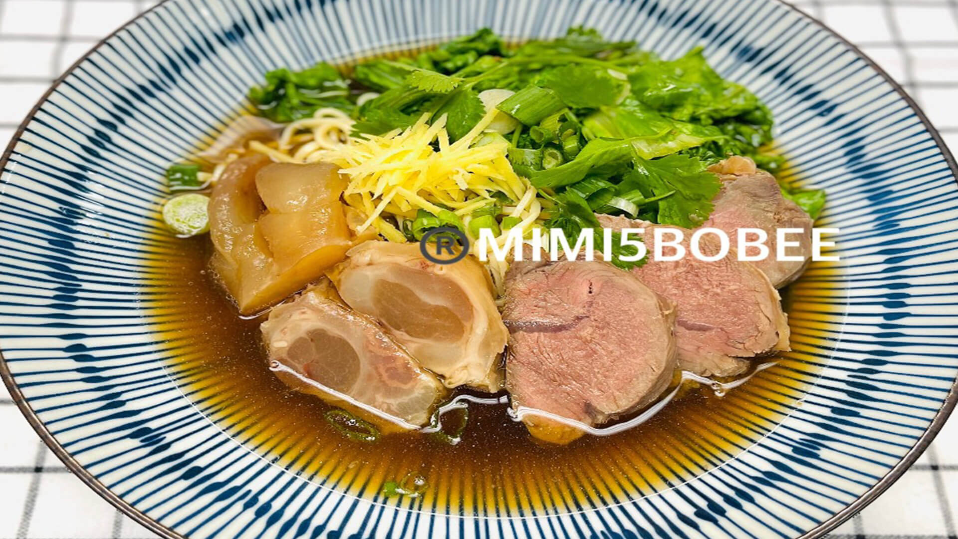 Beef Bouillon Soup Noodle(Half & Half) at MIMI 5 BOBEE, a Taiwanese restaurant in CA
