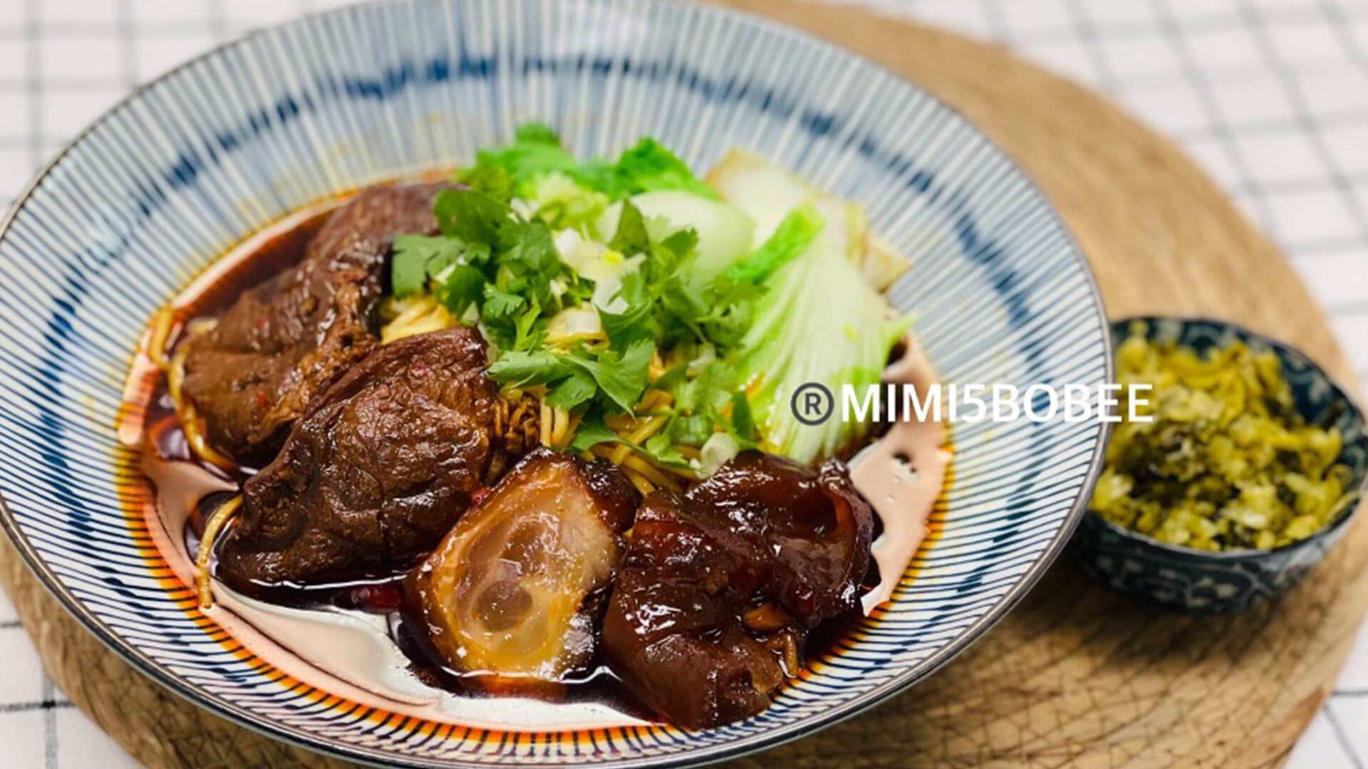 Beef Stew Soup Noodle(Half & Half)Mild at MIMI 5 BOBEE, a Taiwanese restaurant in CA