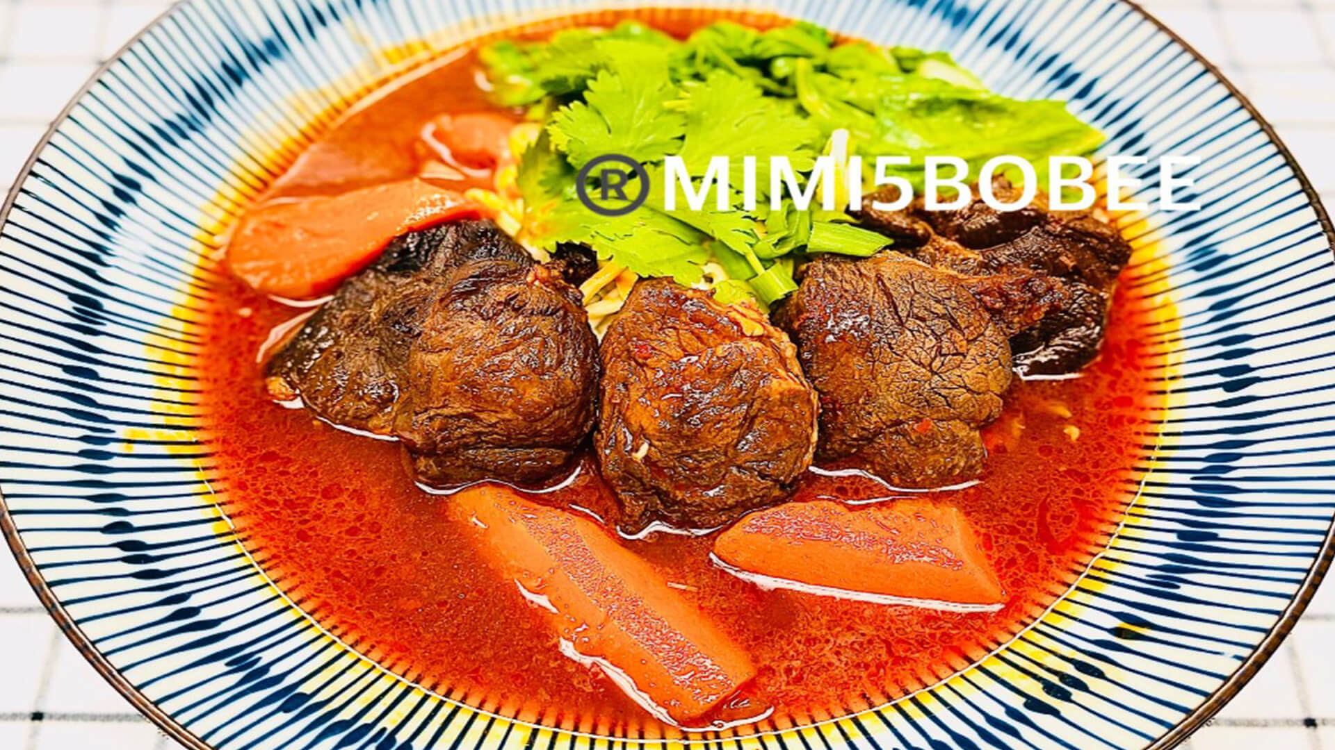 Tomato Beef Soup Noodle(All Meat) at MIMI 5 BOBEE, a Taiwanese restaurant in CA
