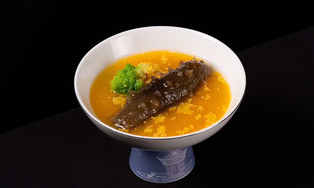 Sea Cucumber w.Millet at Min Du Sheng Yan 闽都盛宴，a Chinese Restaurant in Queens