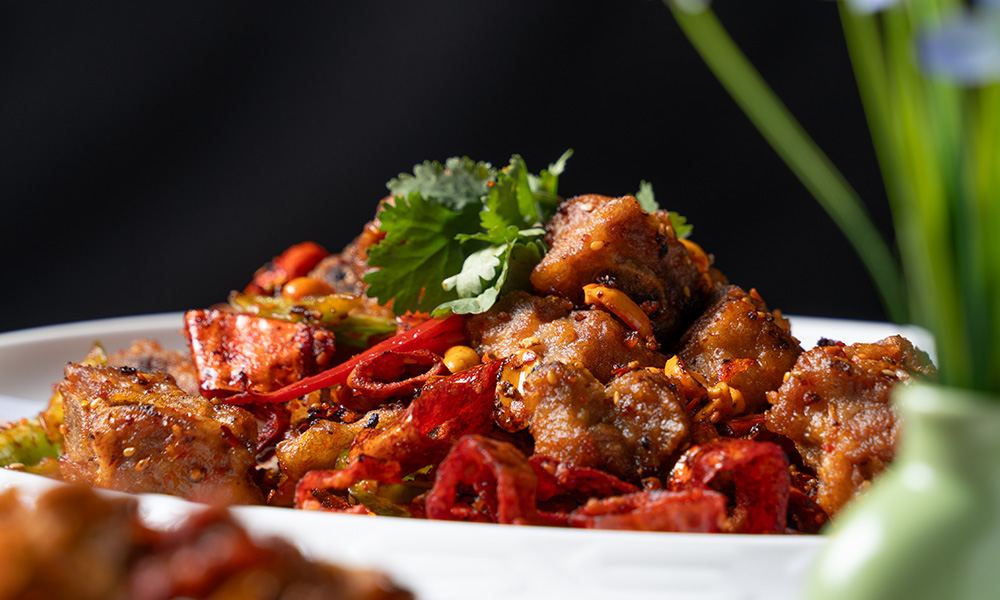 Spicy Spare Ribs Shrimp and Broccoli at Min Du Sheng Yan 闽都盛宴，a Chinese Restaurant in Queens