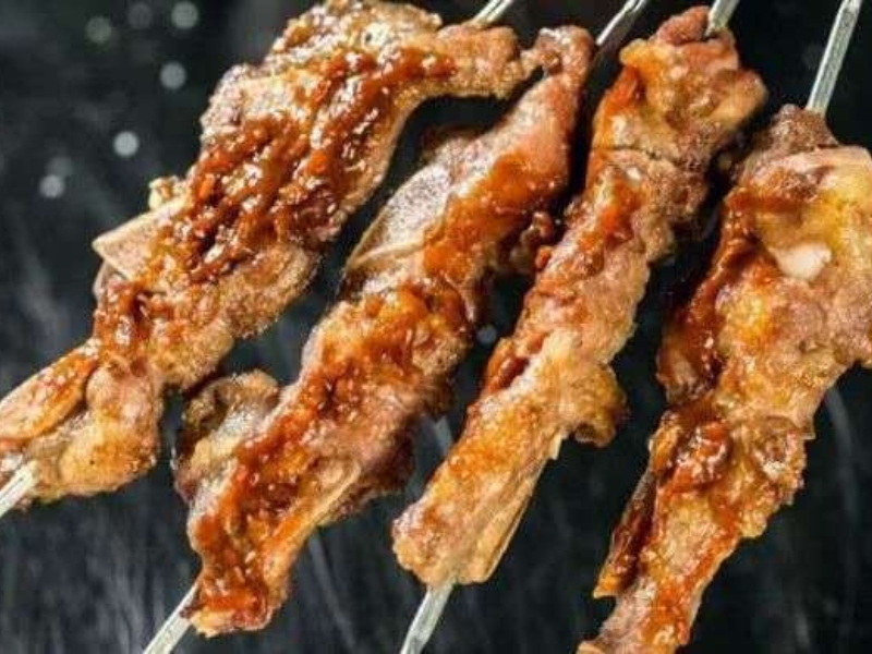 Glazed grilled rib skewers at Pearl BBQ: Chinese Food Truck, a Chinese Restaurant in Elmhurst
