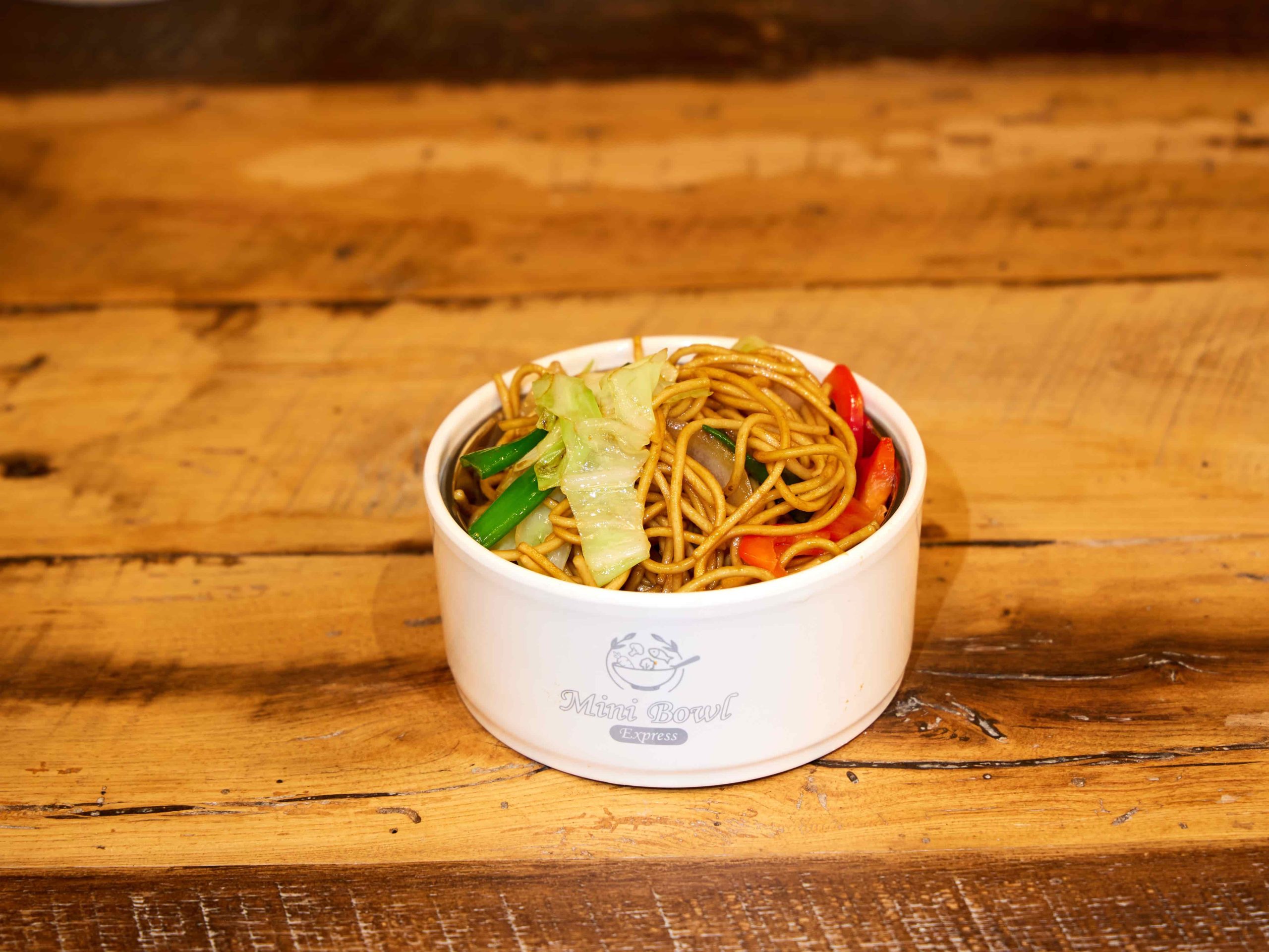Stir-fried noodles with cabbage and peppers at Mini Bowl Express, a Chinese Restaurant in Loma Linda
