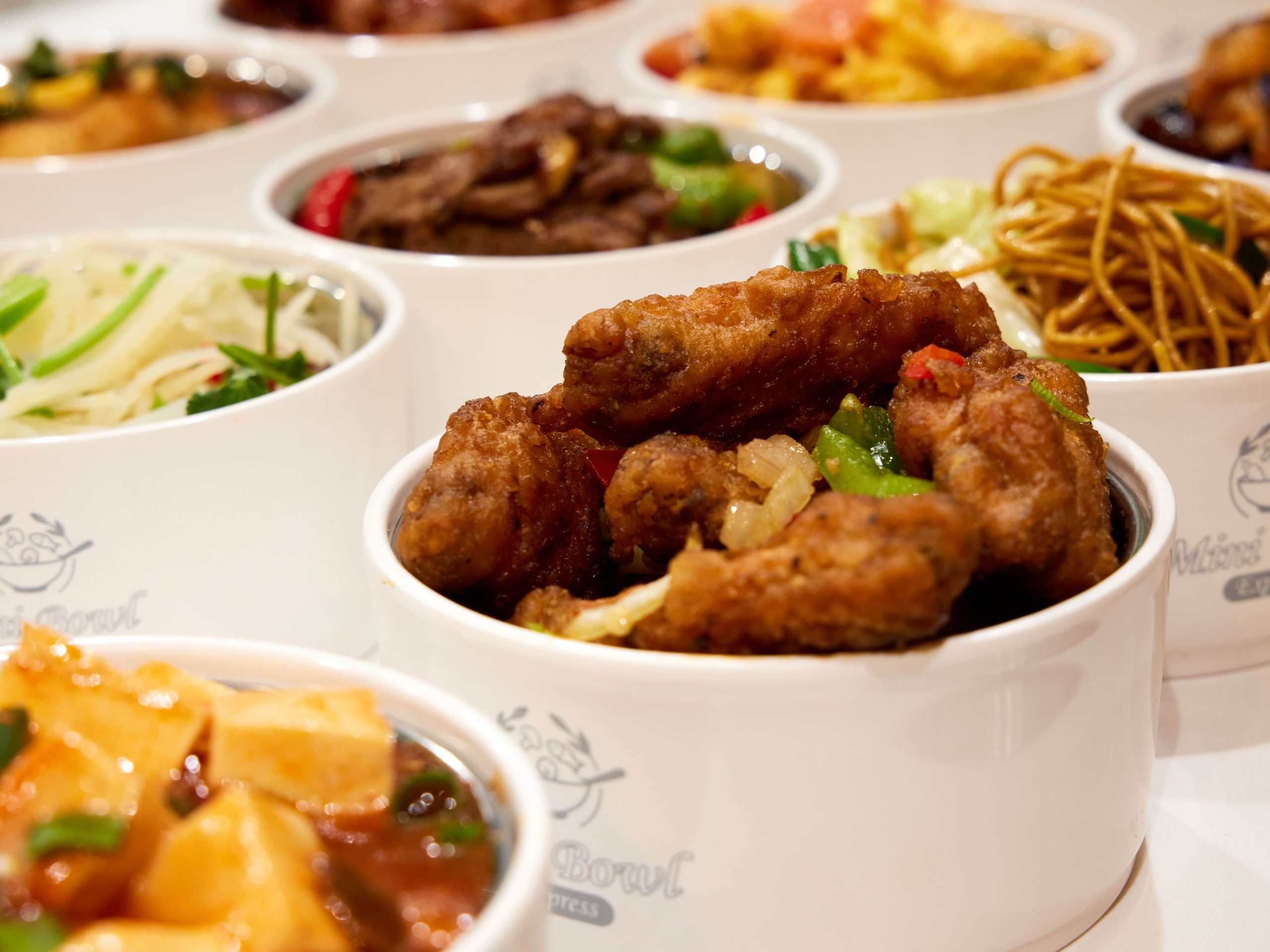 Mini-Bowl-Express-Chinese-Restaurant-Salt-and-Pepper-Chicken-Bites-Loma-Linda Crispy chicken bites with salt, pepper and mixed peppers at Mini Bowl Express, a Chinese Restaurant in Loma Linda