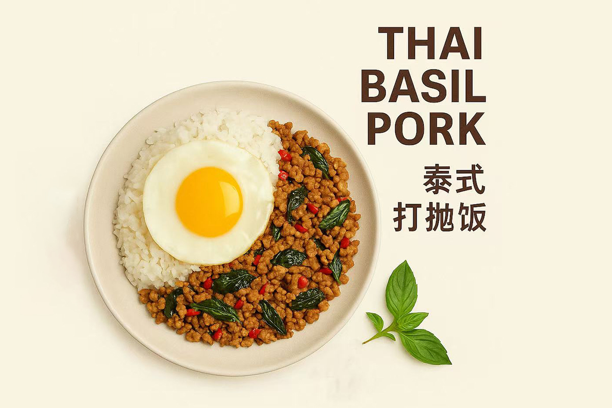 Thai Basil Pork at MiniMe Pots & Noodles，a Asian Restaurant in Rancho Cucamonga