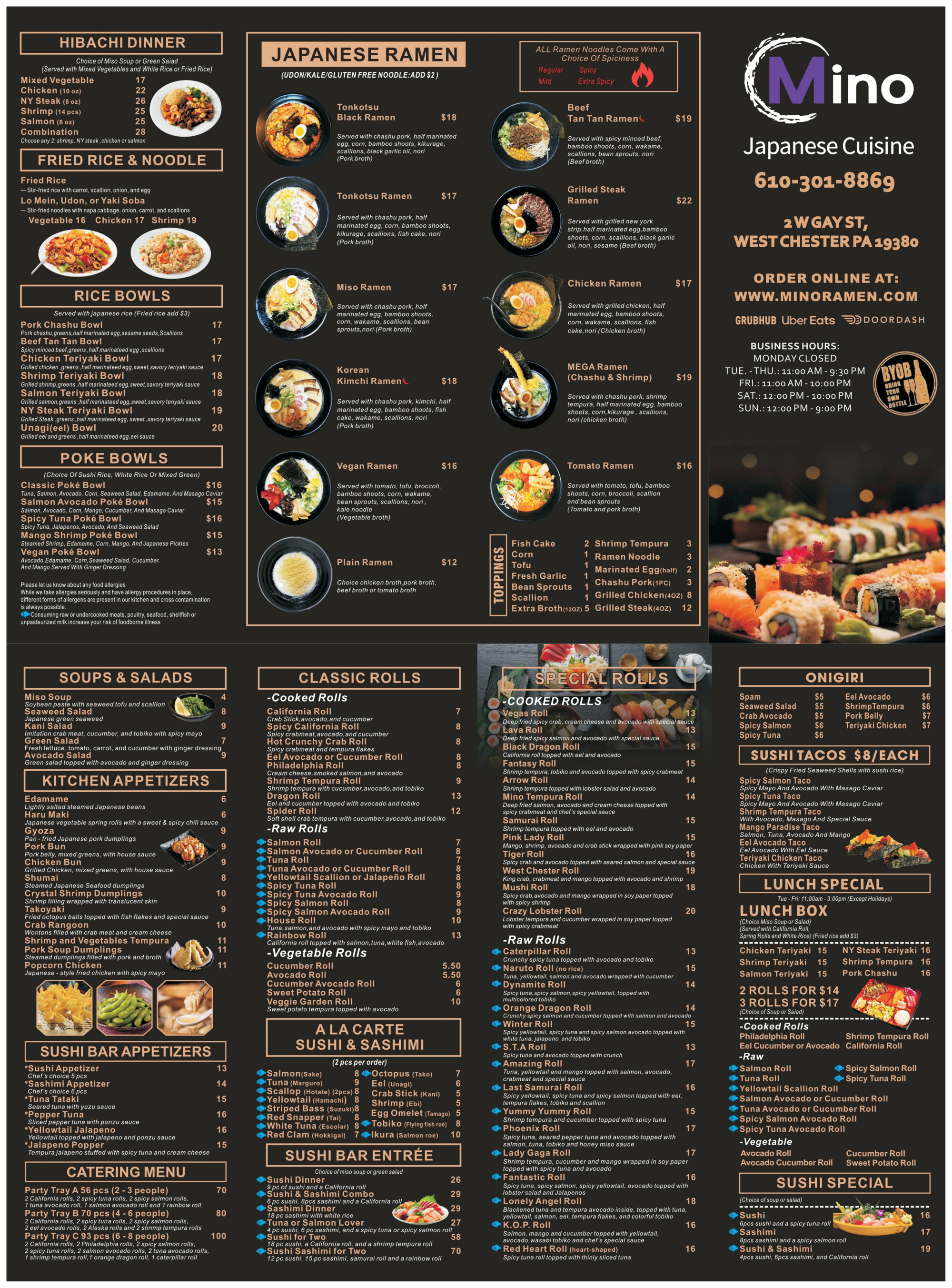Mino Sushi & Ramen Japanese Restaurant Togo Menu