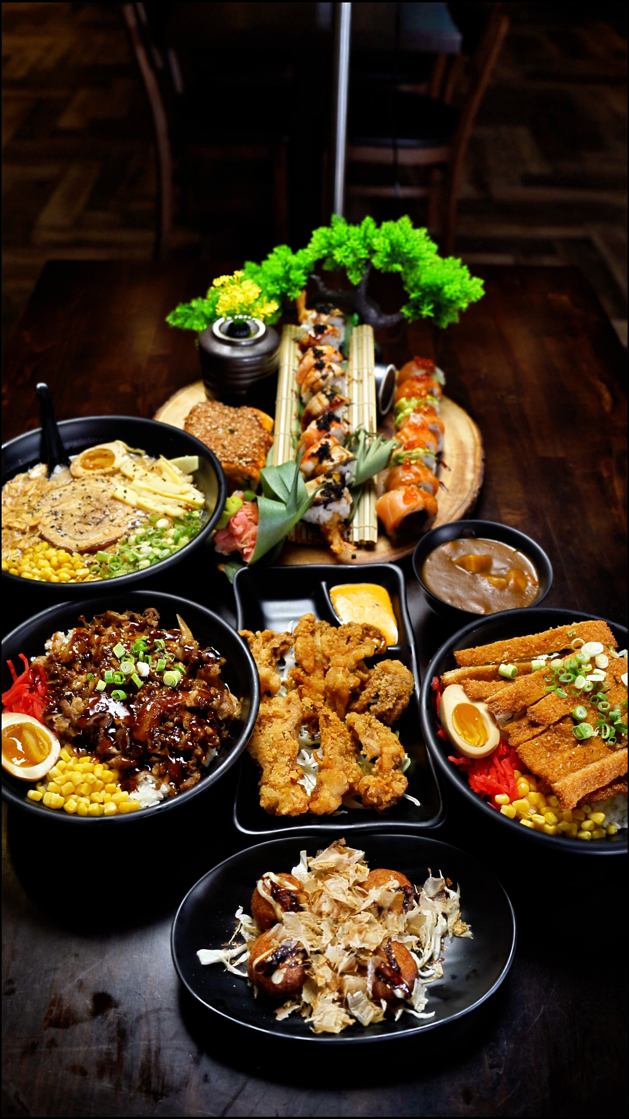 Sushi Set with Rice Bowls Sushi assortment and multiple rice at Mirai ramen & sushi, a Japanese restaurant in Wichita