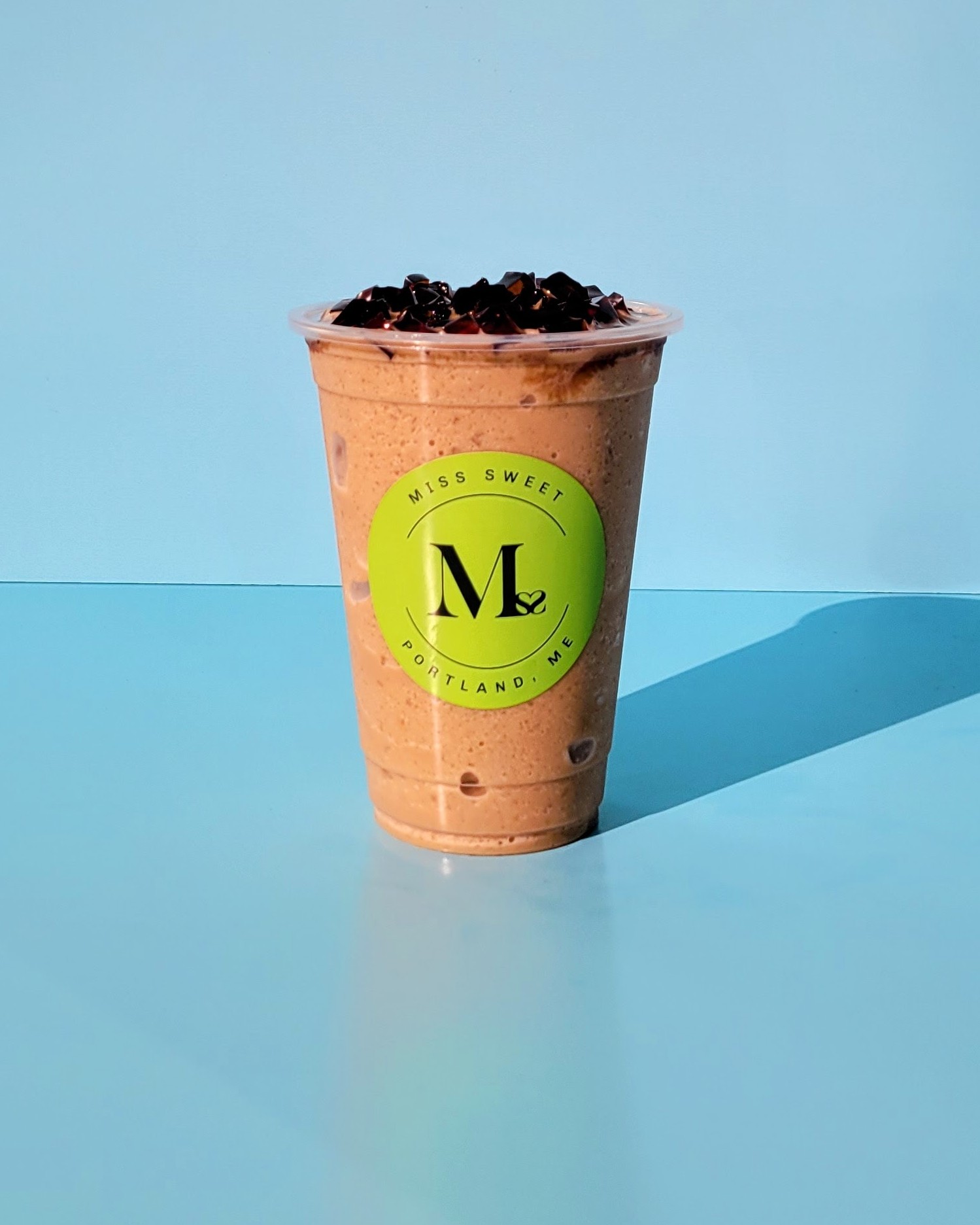 Miss-Sweet-Bubble-Tea-Store-Coffee-Slush-Portland Chilled coffee slush with coffee jelly at Miss Sweet Bubble Tea Store in Portland