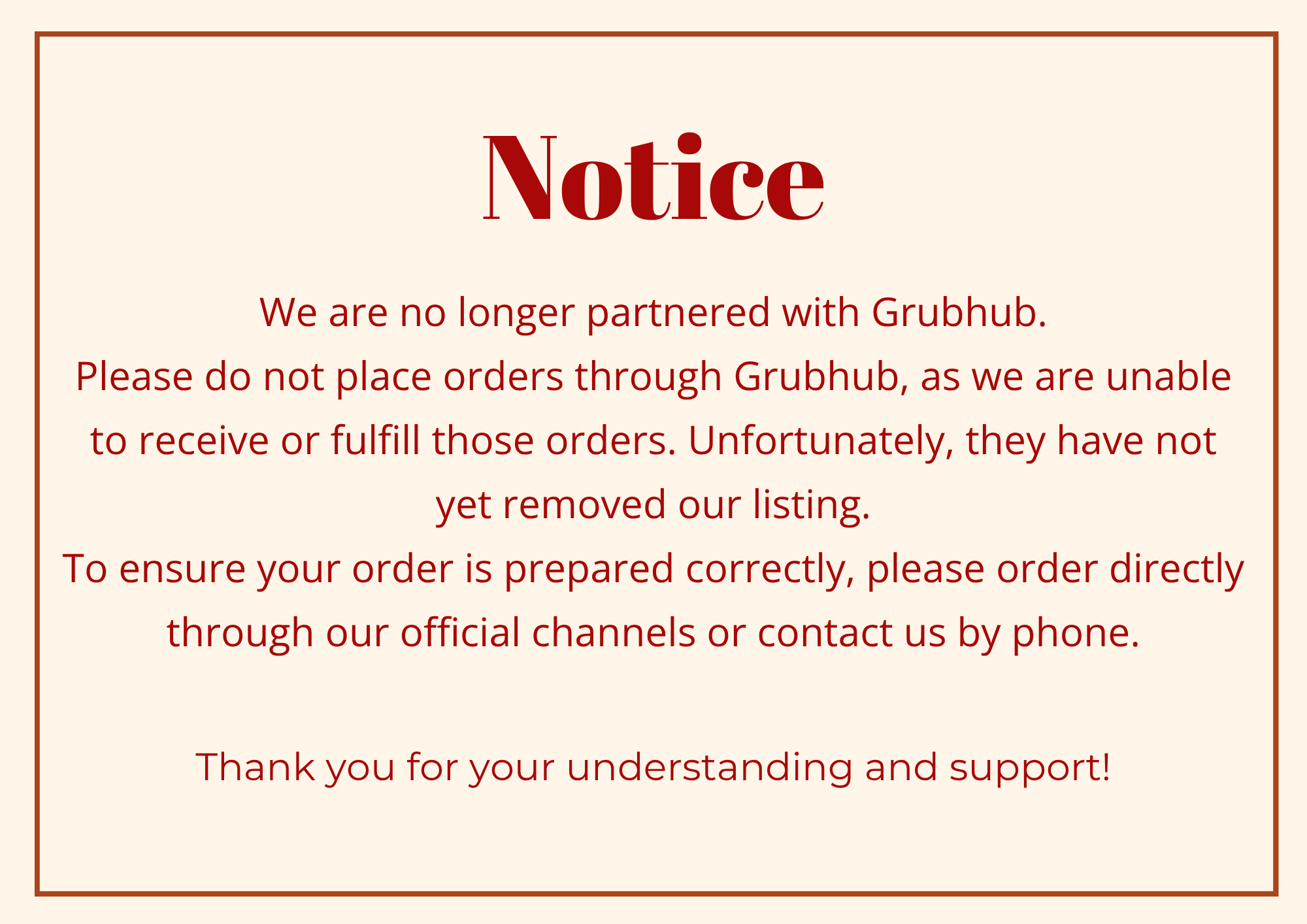 Restaurant Event Notice