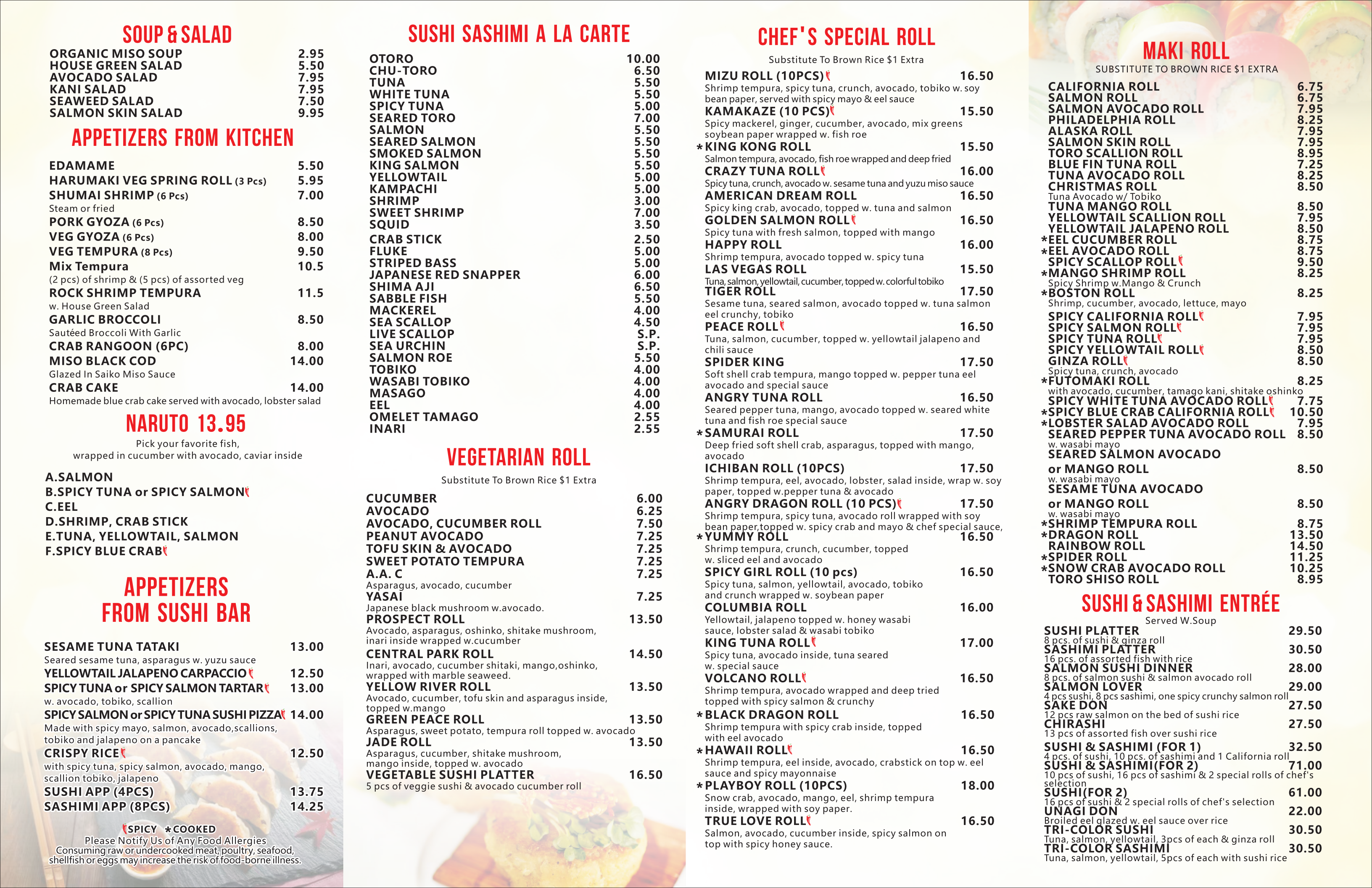 Restaurant menu 2, detailed description provided below