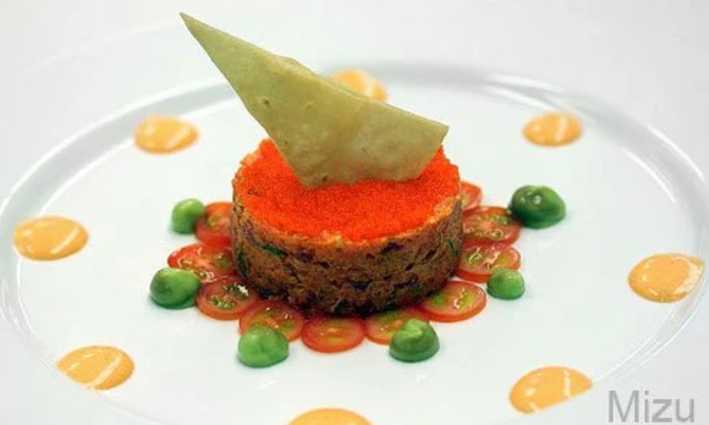 Spicy tuna tartare with tobiko and peas at Mizu Japanese Restaurant, a Japanese Restaurant in Winston-Salem