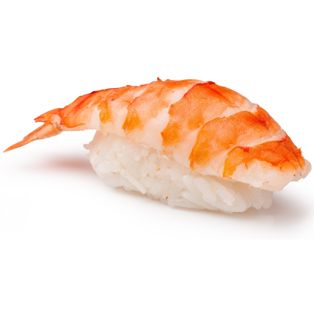 Shrimp nigiri sushi with fresh shrimp on sushi rice at Mizuki A.Y.C.E Sushi & Hibachi, a Japanese Restaurant in Baytown