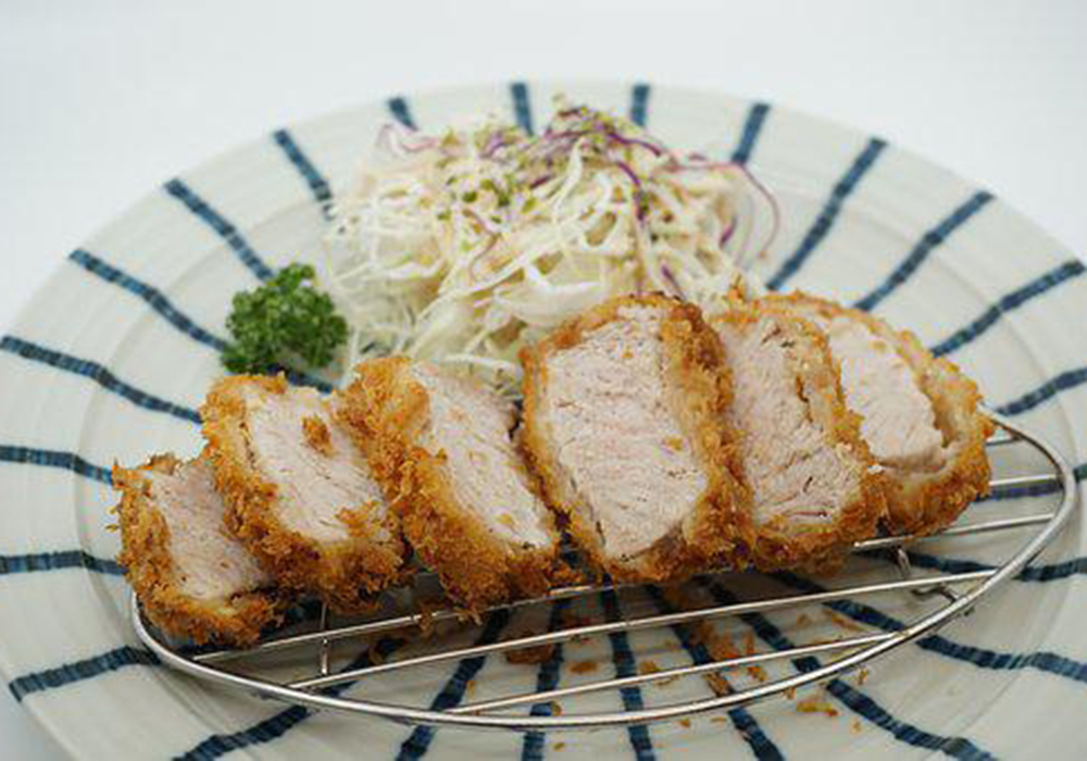 Crispy breaded pork cutlet with cabbage salad at Mizu, a Japanese Restaurant in Brooklyn