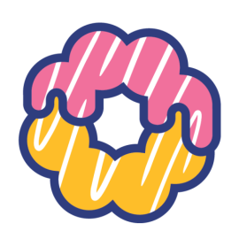 Cute flower-shaped donut logo at Mochiatsu，a Donut Shop in Auburn