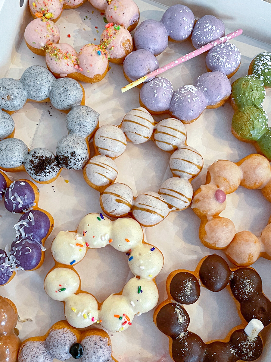 Assorted mini beaded donut rings at Mochiatsu，a Donut Shop in Auburn