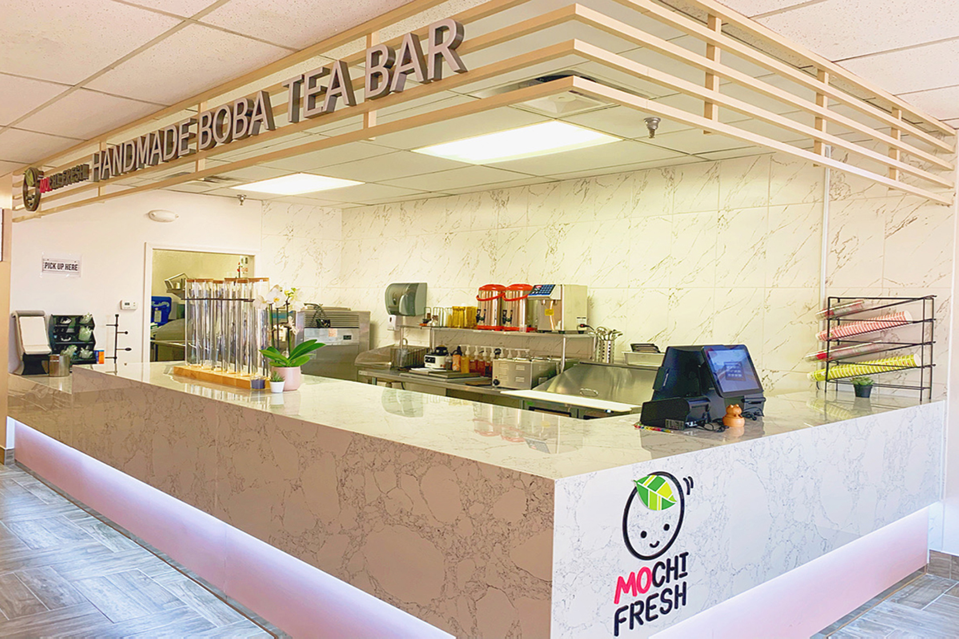 Mochi Fresh handmade boba tea shop interior