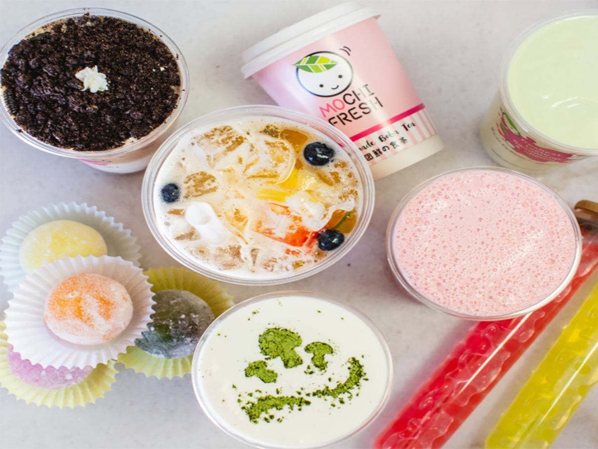 Colorful boba drinks and homemade tapioca pearls