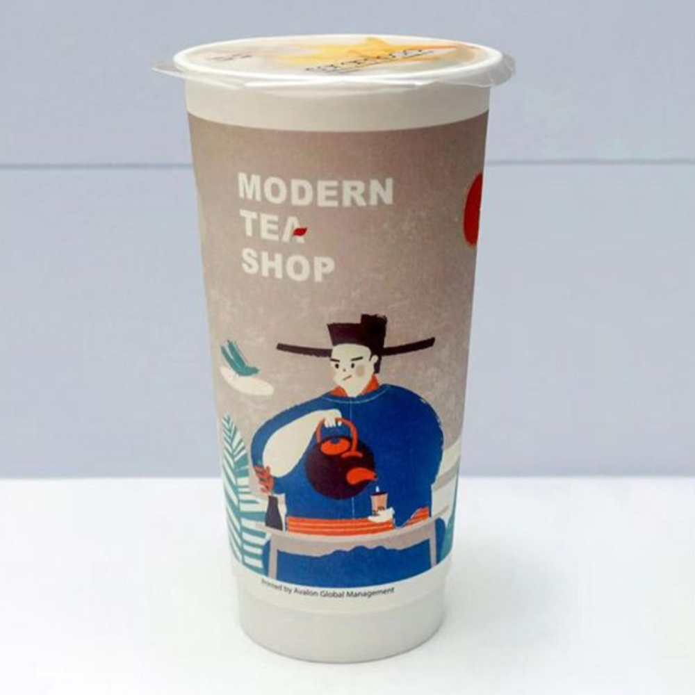 Chinese style illustrated paper tea cup at Modern Tea・Salad, Salad shop in New York