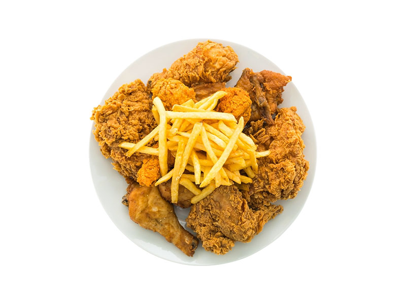Crispy fried chicken pieces served with golden fries at MOJO Teriyaki, a Asian Restaurant in Brentwood