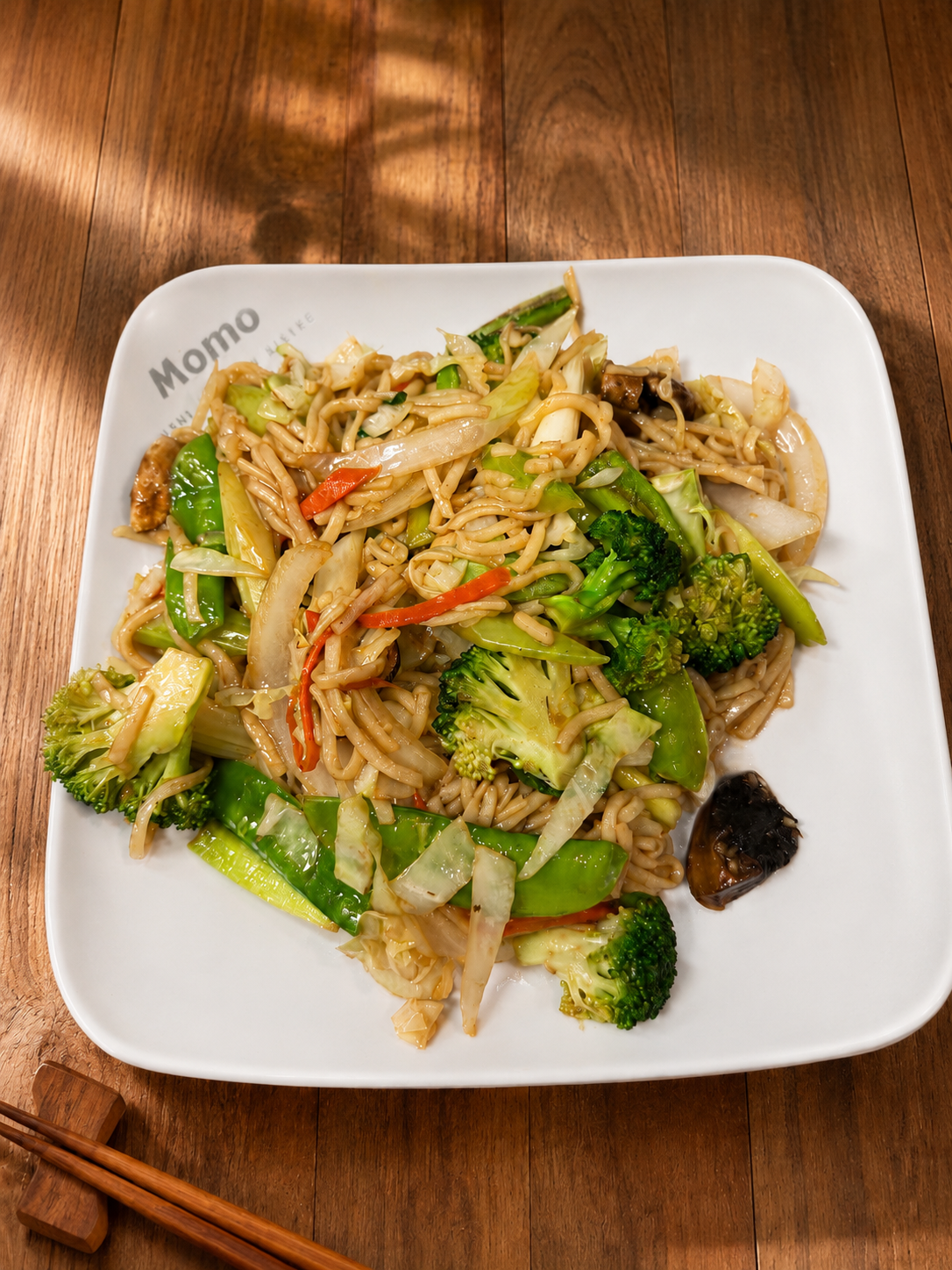 Vegetable Stir-Fried Noodles at Momo Sushi & Asian Bistro, Pan-Asian Fusion Restaurant in Sugar Land