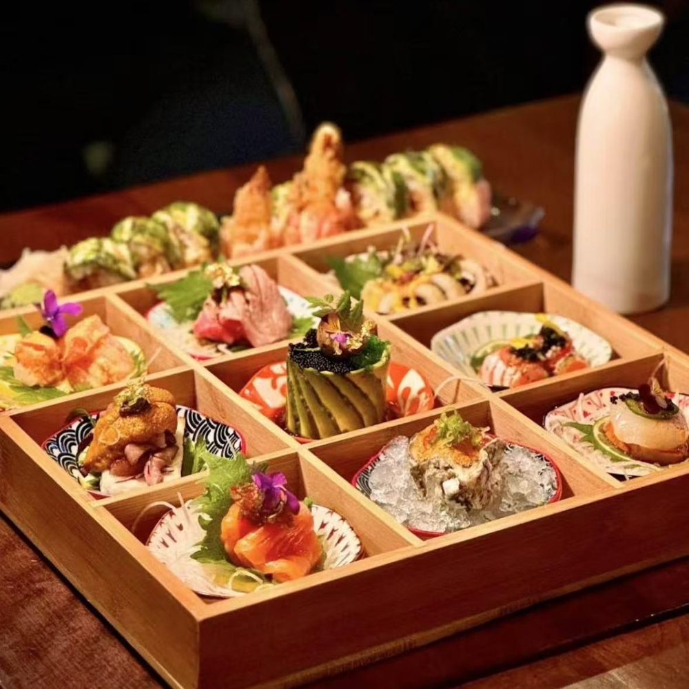 Assorted sushi tasting platter at Mori Sushi, a Japanese Restaurant in Indianapolis