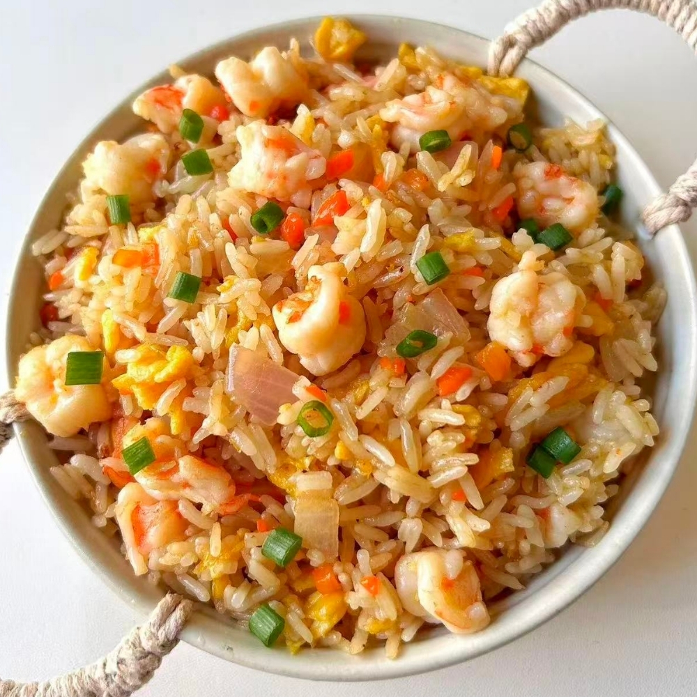 Shrimp and egg fried rice with veggies at Mr.Noodle, an Chinese Restaurant in Corona