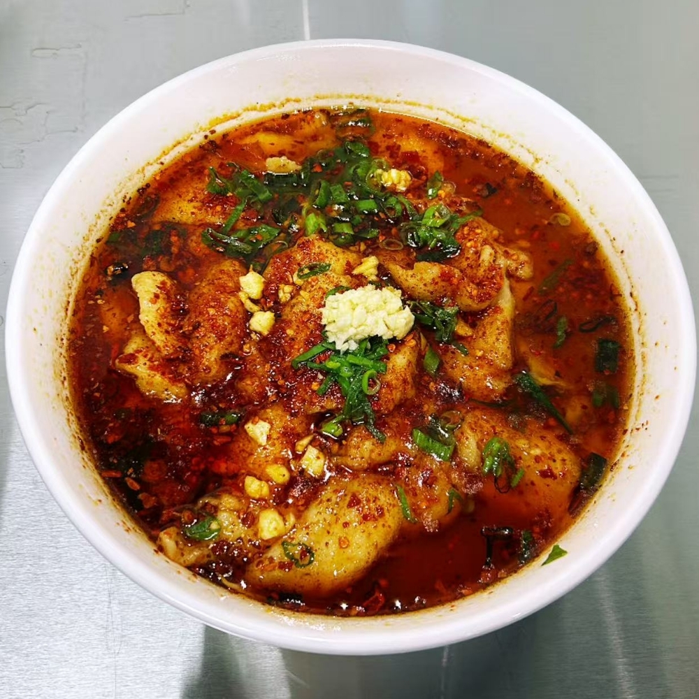 Spicy boiled pork slices with garlic at Mr.Noodle, an Chinese Restaurant in Corona