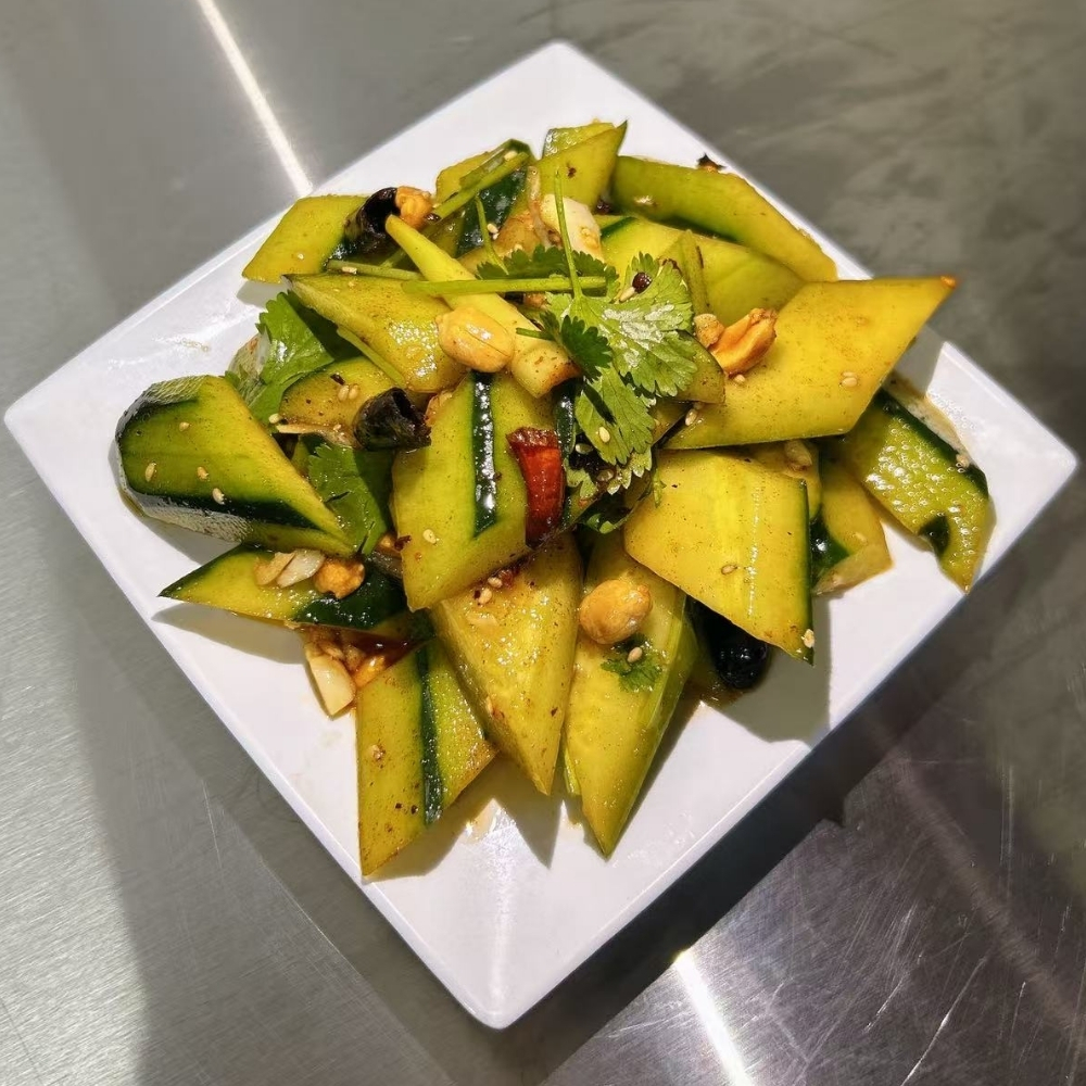 Spicy cucumber salad with peanuts at Mr.Noodle, an Chinese Restaurant in Corona