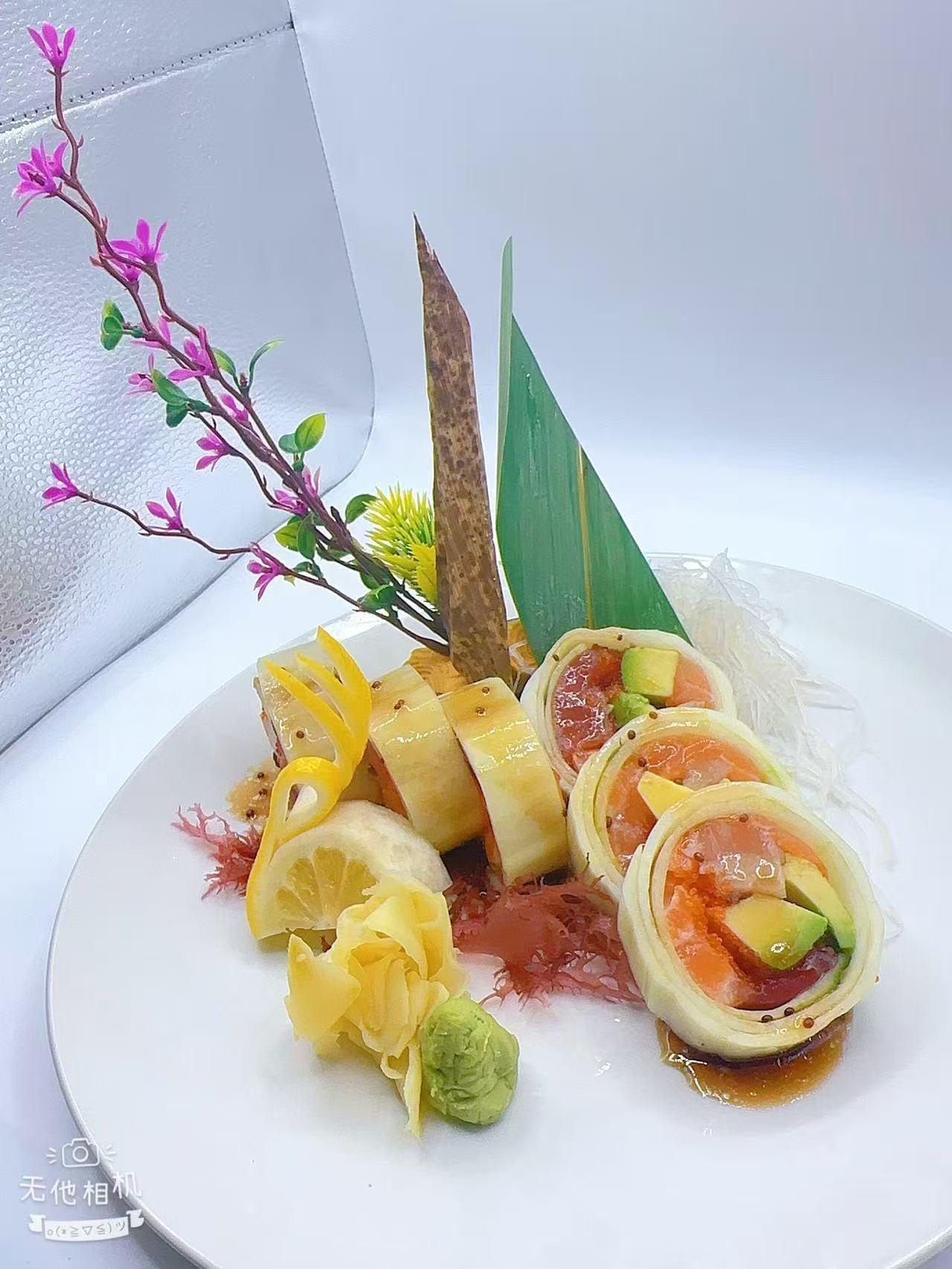 Salmon & avocado sushi roll wrapped in egg at Mr Boba Kitchen , a Asian Fusion Restaurant in New Windsor