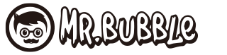 Mr.Bubble Logo - Black - and - white logo with “Mr.Bubble” text and a mustached character