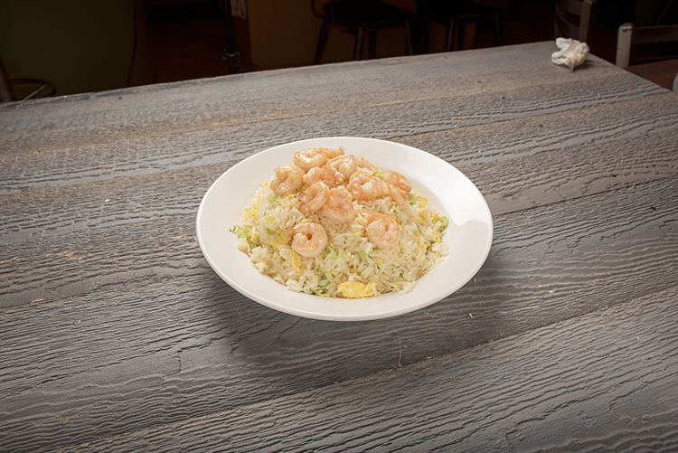 Shrimp fried rice with egg, scallions and vegetables at Mr.Dragon Noodle House, a Chinese Restaurant in CA
