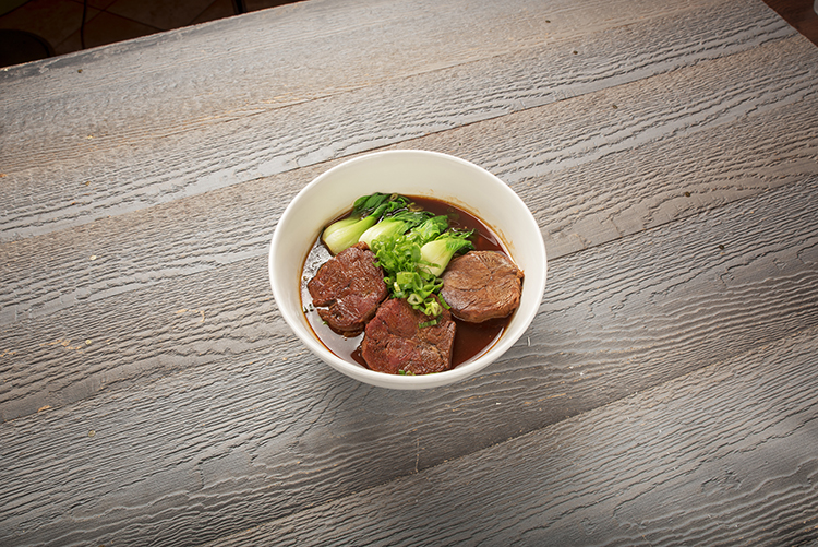 Braised beef soup with bok choy and green onions at Mr.Dragon Noodle House, a Chinese Restaurant in CA