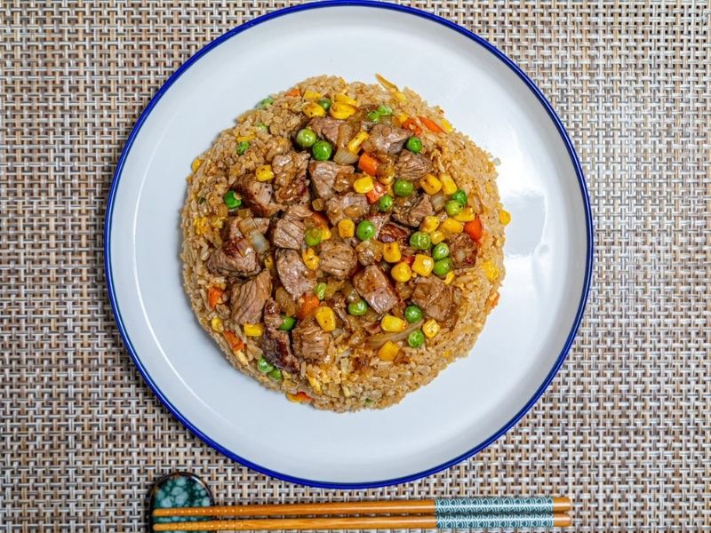 Beef fried rice with mixed vegetables at Mr.Hibachi Japanese Grill, a Japanese Restaurant in Dover