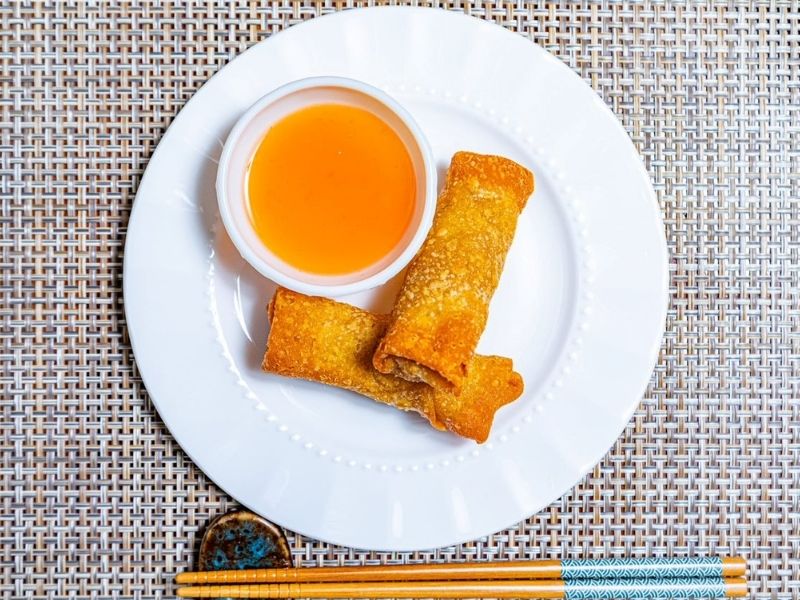 Crispy fried egg rolls with sweet dipping sauce at Mr.Hibachi Japanese Grill, a Japanese Restaurant in Dover