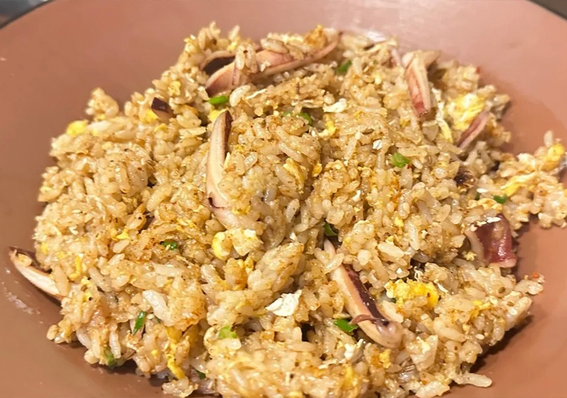 Special squid fried rice at Mr. Wang Sports BBQ Barbecue Restaurant in Orlando