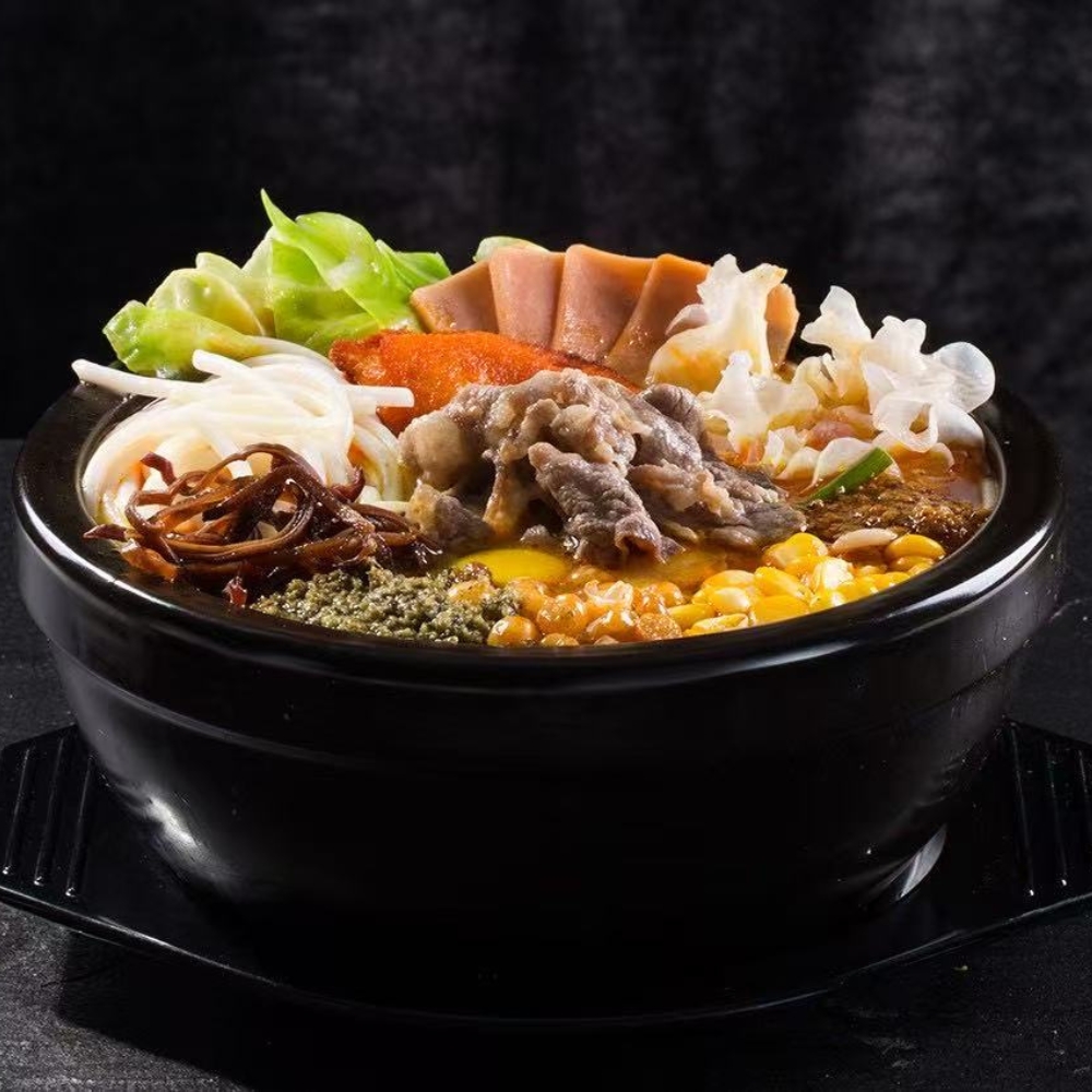 Mr-Zhang-Kitchen-Asian-Restaurant-Beef-Vermicelli-Soup-River-Edge Beef vermicelli soup with lettuce, ham, and assorted garnishes at Mr Zhang Kitchen, a Asian restaurant in River Edge